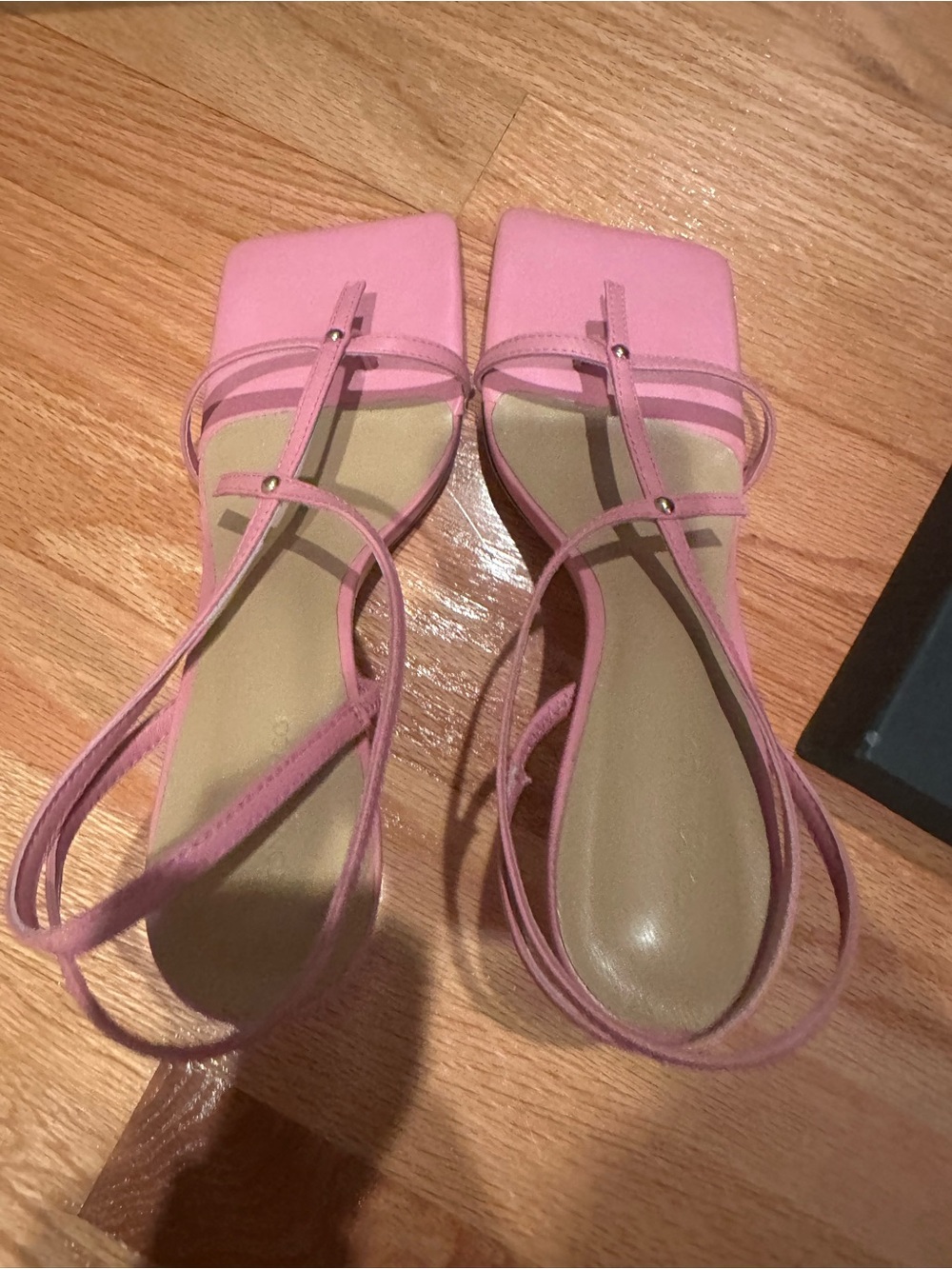 Tony Bianco Pink Strappy Square-Toe Heels - Picture 5 of 5